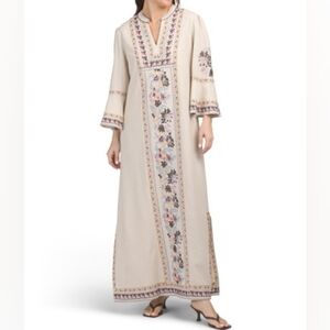 Solitaire Cream Maxi Dress with Floral Accents